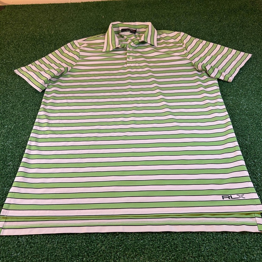 RLX Ralph Lauren Golf Polo Shirt Striped Short Sleeve Athletic Top Mens Large